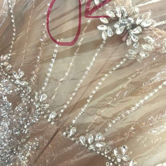 Ladivine Silver Nude Sparkle Crystal Pageant Dress Prom Gown 6 - Picture 11 of 11